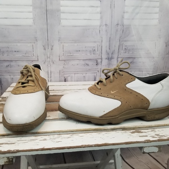 Nike Other - Nike golf tan white men spikes 8.5 shoes